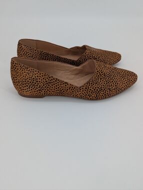 Madewell The Lizbeth Dotted Calf Hair Flats D'Orsay Minimalist Chic Brown 5.5